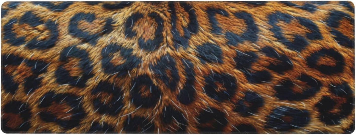 Gaming Mouse Pad, Large Non-Slip Rubber Base Mousepad, Keyboard Mouse Mat, Desk Pad with Stitched Edges, 31.5x11.8inch, Leopard-Skin Pattern