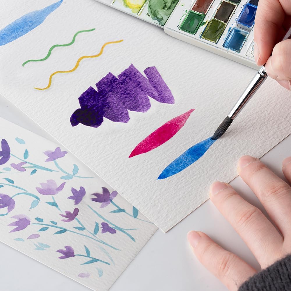 Transon Squirrel Hair Round Paint Brush Set for Watercolor Gouache Ink Acrylic Art Painting Short-Handle