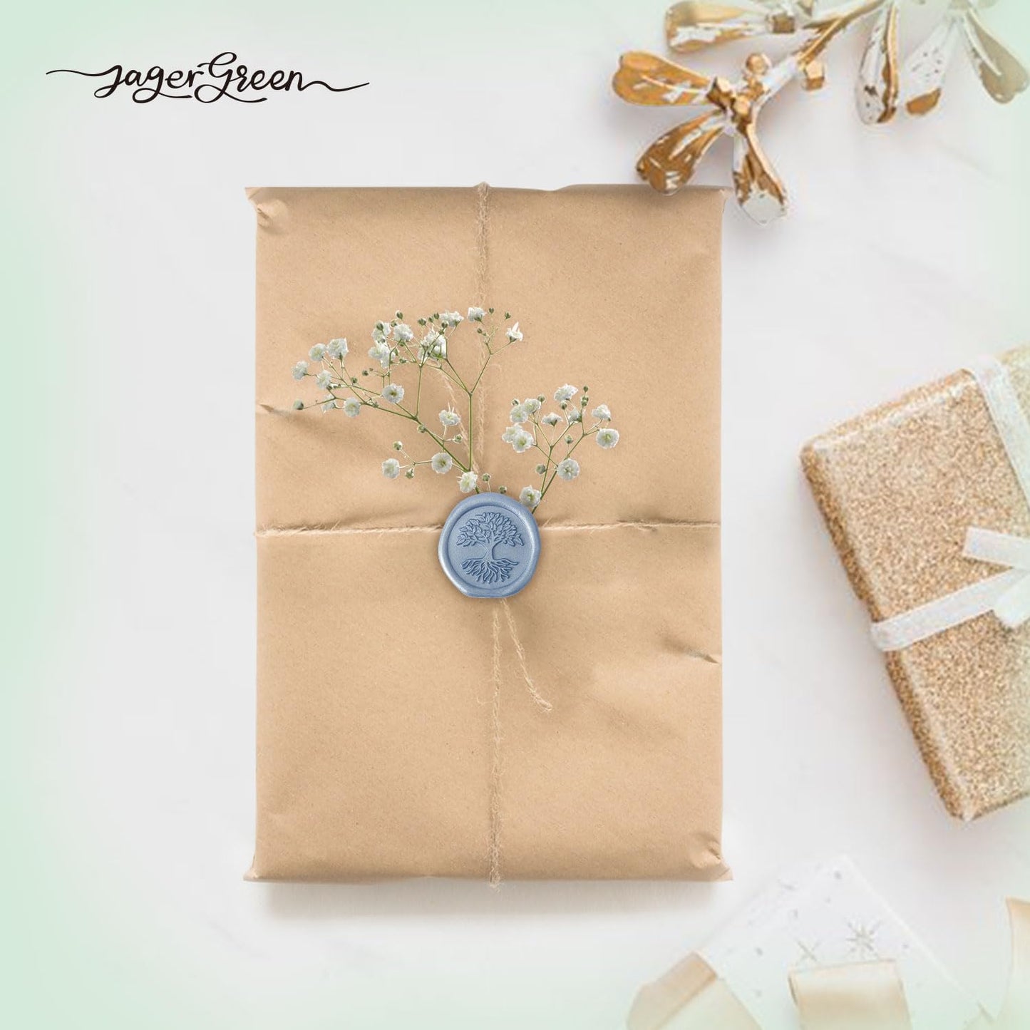 Wax Seal Stickers with Various Seals Patterns, Blue Adhesive Sealing Wax Sticker Set for Wedding Invitations Customize, Envelopes Sealer, Christmas Gift (Life Tree, 60 Pcs)