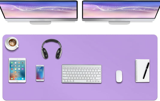 Boutilon Leather Desk Pad Protector,Non-Slip Mouse Pad,Laptop Desk Pad,Office Mouse Mat,Waterproof Leather Desk Blotter,Desk Writing Pad for Office and Home (XXXL-Purple,47"x 24")