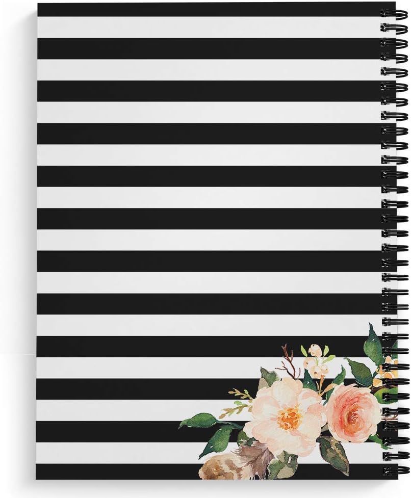 Classic Floral Personalized Notebook/Journal, Laminated Soft Cover, 120 pages of your selected paper, lay flat wire-o spiral. Size: 8.5” x 11”. Made in the USA
