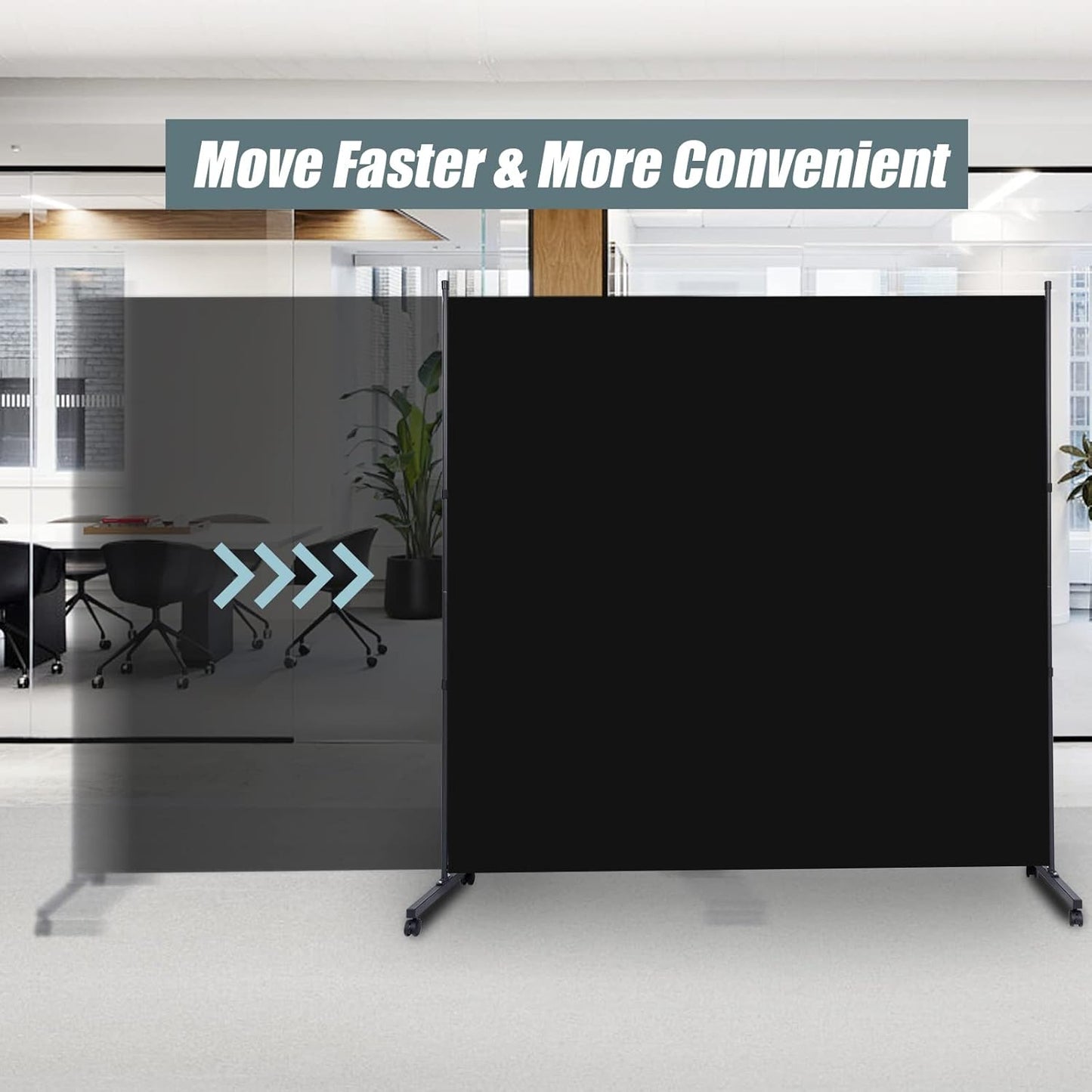 Room Divider Single Panel Privacy Screen W/Wheels, 71'' Wide Portable Room Divider Screen, Upgrade Fabric Wall Divider for Room Separation, Freestanding Partition Room Dividers for Home Office Studio