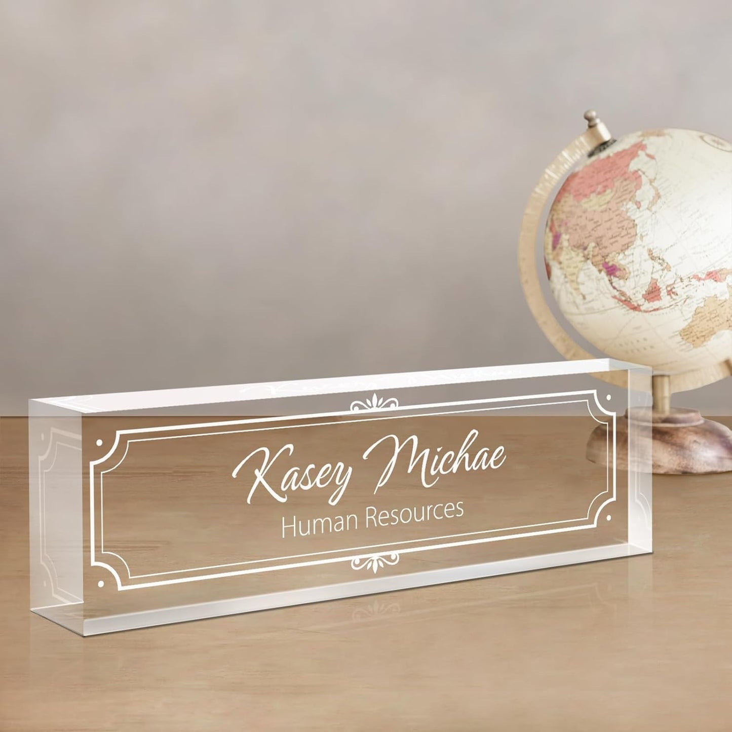 Gowellly Desk Name Plate Personalized - Custom Acrylic Name Plate for Desk - Enterprise Custom Logo/Text nameplates - Employee Appreciation Gifts (engrave-4)