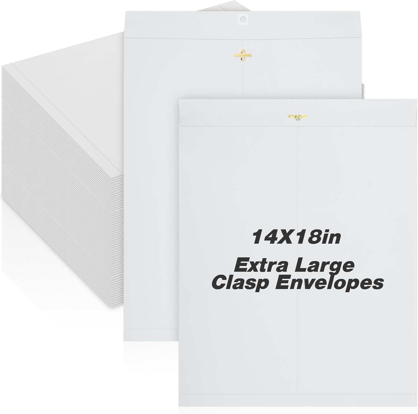 40 Pcs Extra Large Mailing Clasp Envelopes 14 x 18 Inch Jumbo Kraft Catalog Manila Envelope with Clasp Closure for Oversized Big Document Office Home Business School Storing Mailing(White)