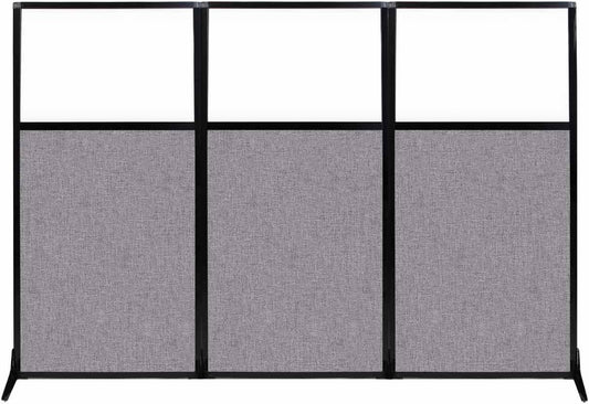 Versare Workstation Partition | Portable Wall Divider | Modern Office Cubicle | Free Standing Privacy Screen | Flexible Work Space | 99" x 70" W/Window, Cloud Gray Fabric Panels