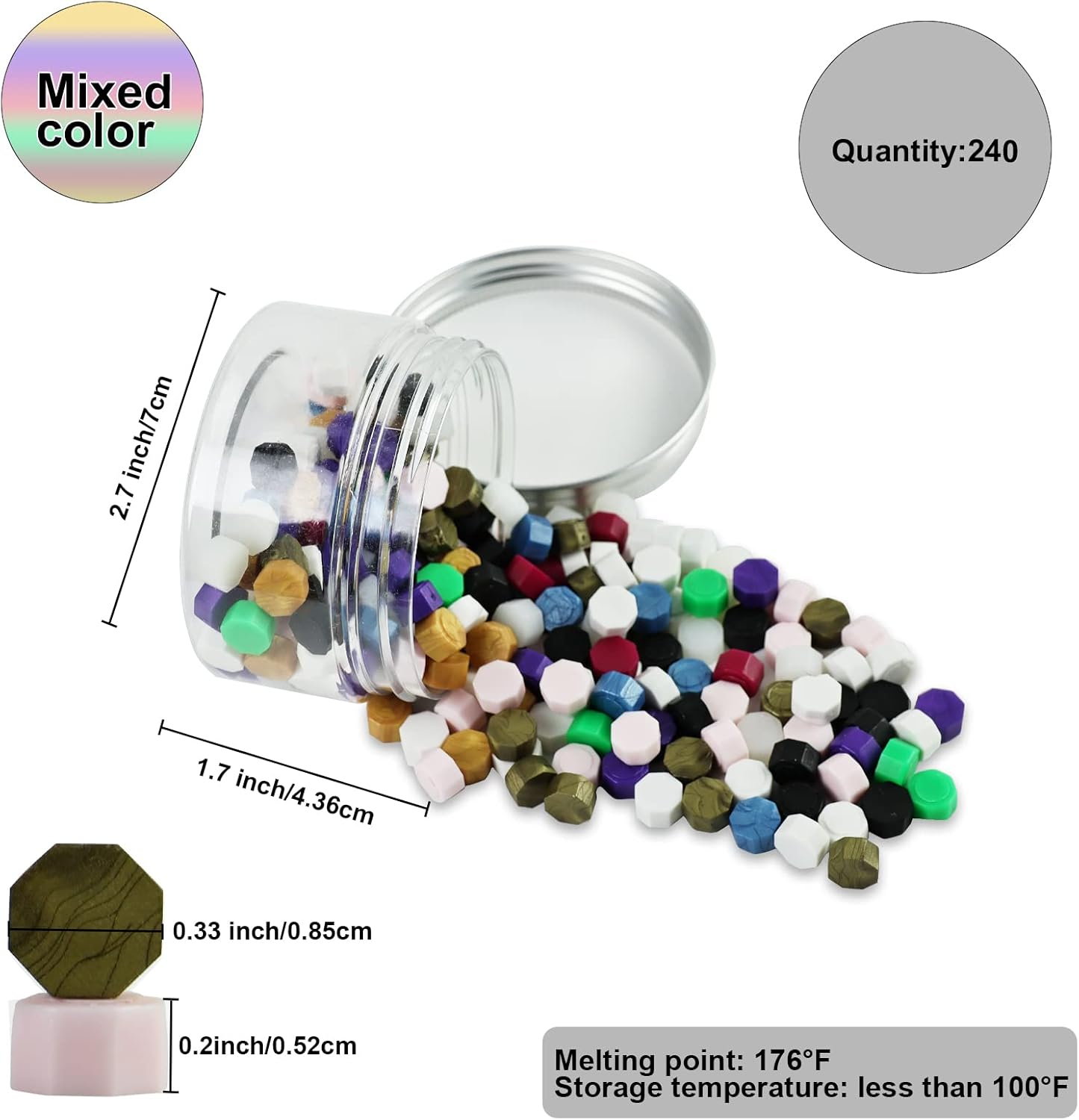 YIPLED 240-Piece Sealing Wax Beads Kit with Butterfly Wax Seal Stamp and Storage Can for Invitations, Cards, Envelopes, Gifts, Letters, Crafts (Mixed Color)