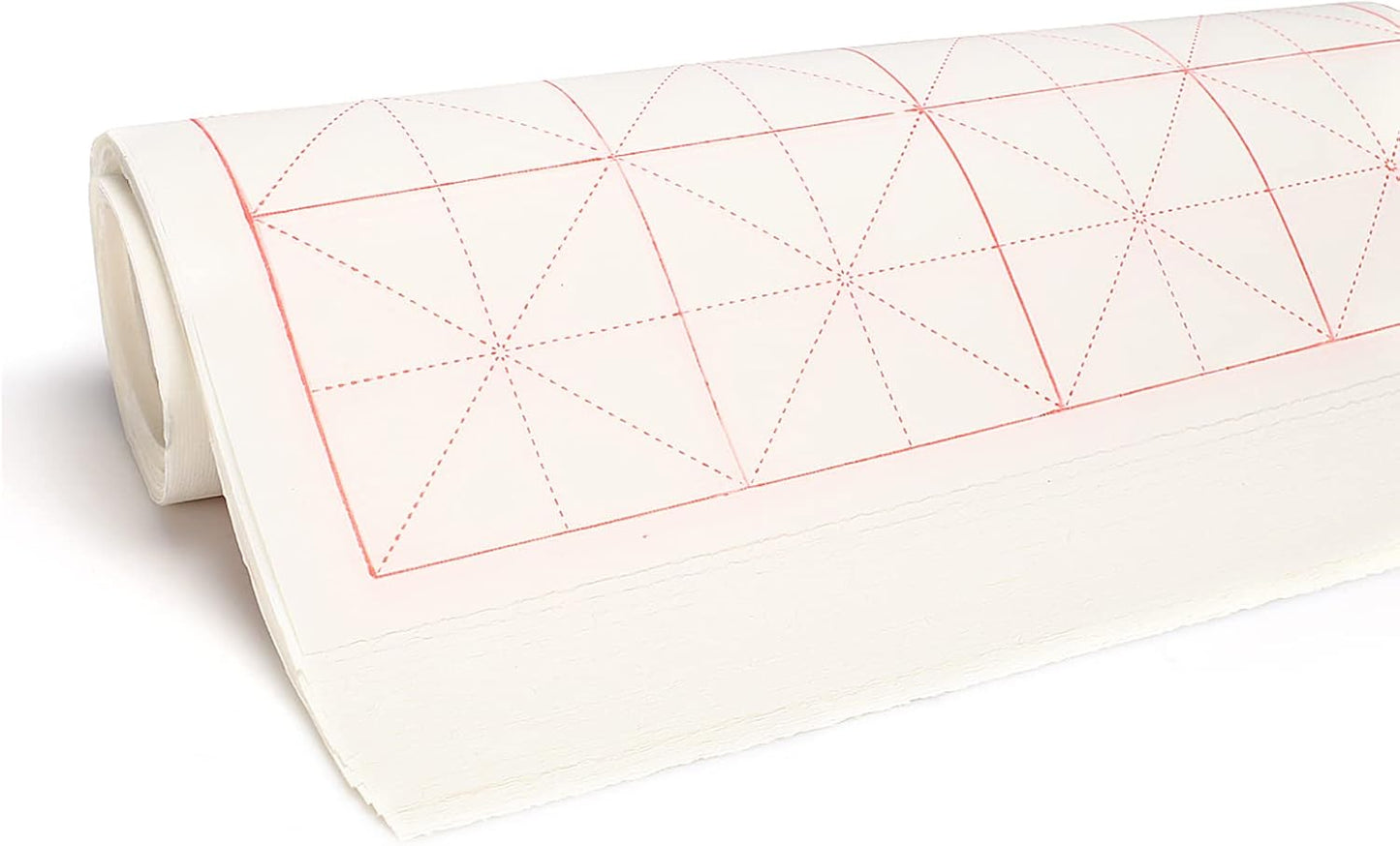 MEGREZ Chinese Calligraphy Xuan Paper Brush Writing Sumi Paper Xuan Paper Rice Paper with Grids for Students, Beginners Practice Kanji Japanese Calligraphy, 100 Sheets/Pack, 5 cm/Grid