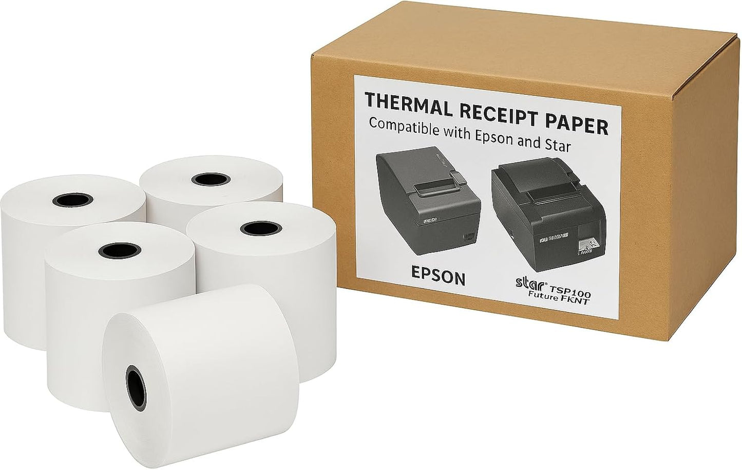 Thermal Receipt Printer Paper Rolls 3 1/8 [80mm] [3.125 x 230'] - 5 Rolls