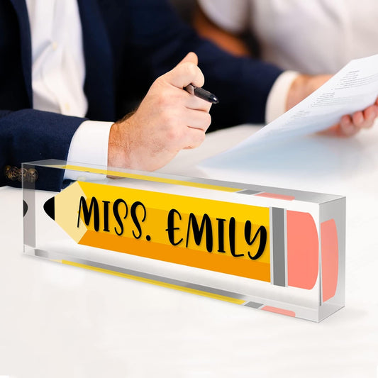 Gowelly Office Acrylic Teacher Name Plate for Desk |Desk Name Plate Personalized| Custom Teacher Appreciation Gifts in Bulk |Office Teacher Supplies Gifts for Women|Gifts for Teachers