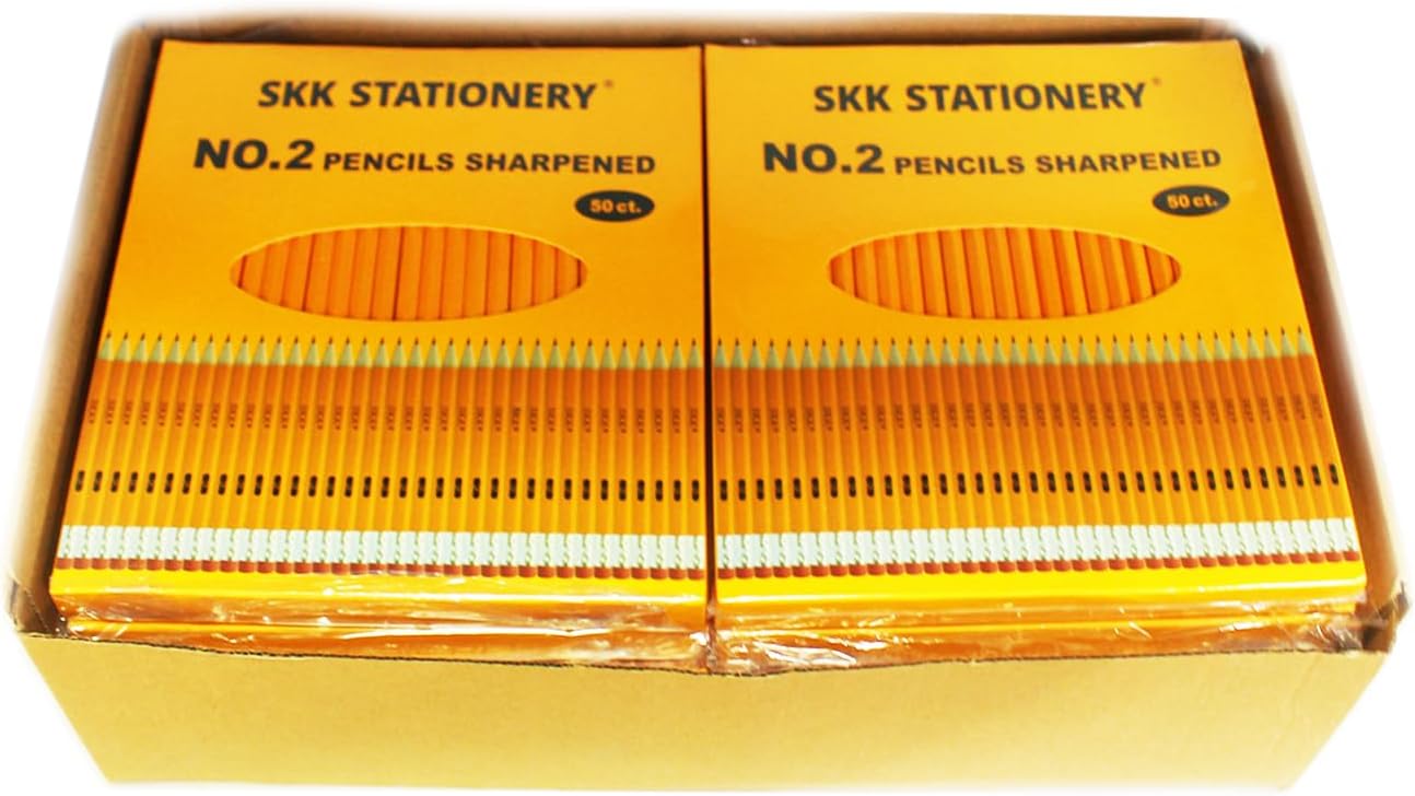 SKKSTATIONERY 600Pcs 2 HB Pencils Pre-sharpened pencils Set, Woodcase Lead Pencils Sharpened for Back to School Teacher Supplies, Writing, Drawing and Sketching 50 Pcs*12 Boxes