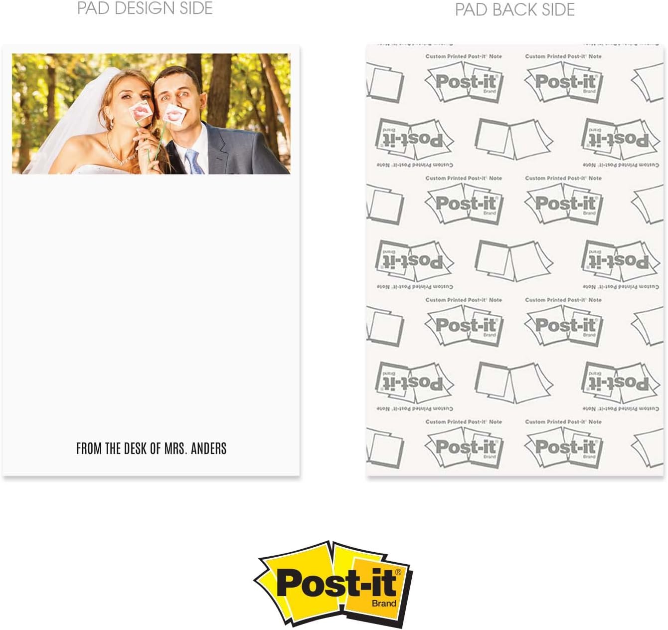 Personalized Photo Sticky Note Pads / 4" x 6" Repositionable Custom Sticky Notes / 50 Sheets Per Pad/Set of 3 / Made in USA