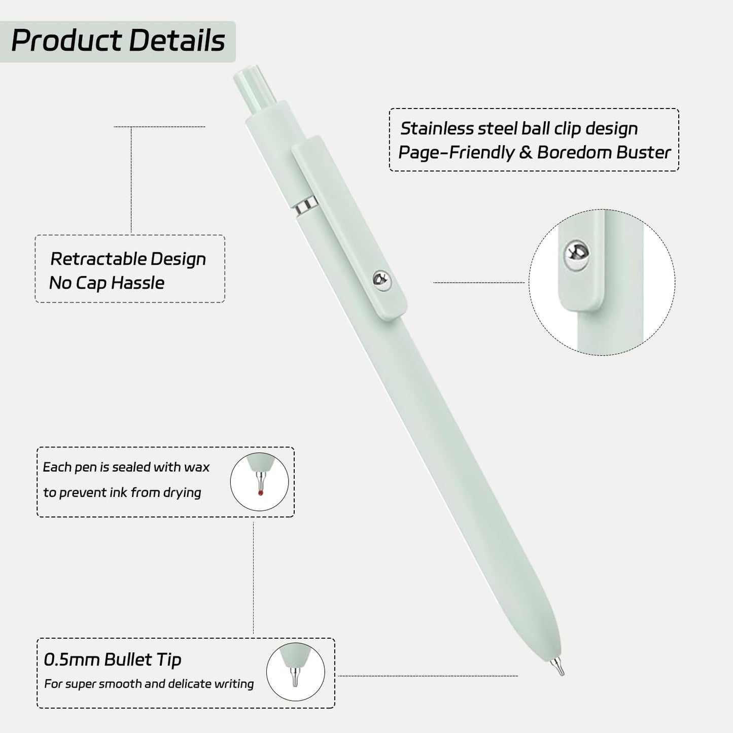 Gel Pens,6Pcs 0.5mm Fine Point Black Ink Pens With Smooth Writing,Quick Dry Pens For Journaling,Cute Nice Aesthetic Pen,Office School Supplies for Women Men Student(Macaron)