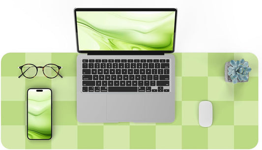 Non-Slip Desk Pad, Mouse Pad, Waterproof PU Leather Desk Protector, Large Desk Blotter, Easy Clean Laptop Desk Writing Mat for Work/Home/Decor(Green 31.5" x 12")