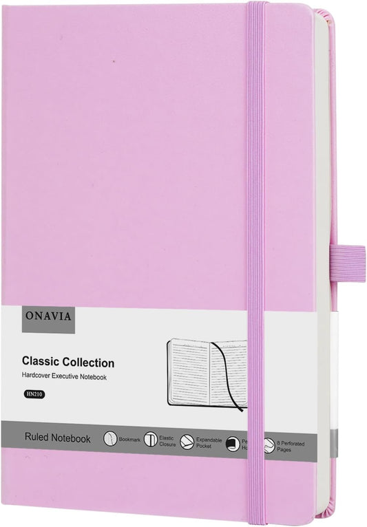 Lined Journal Notebooks for Work, Travel, College, A5 Size 100 GSM Thick Paper, Classic Ruled Journaling Notebook, Hardcover Notepad for Writing 160 Pages, 5.5 x 8.3 inch, Pink