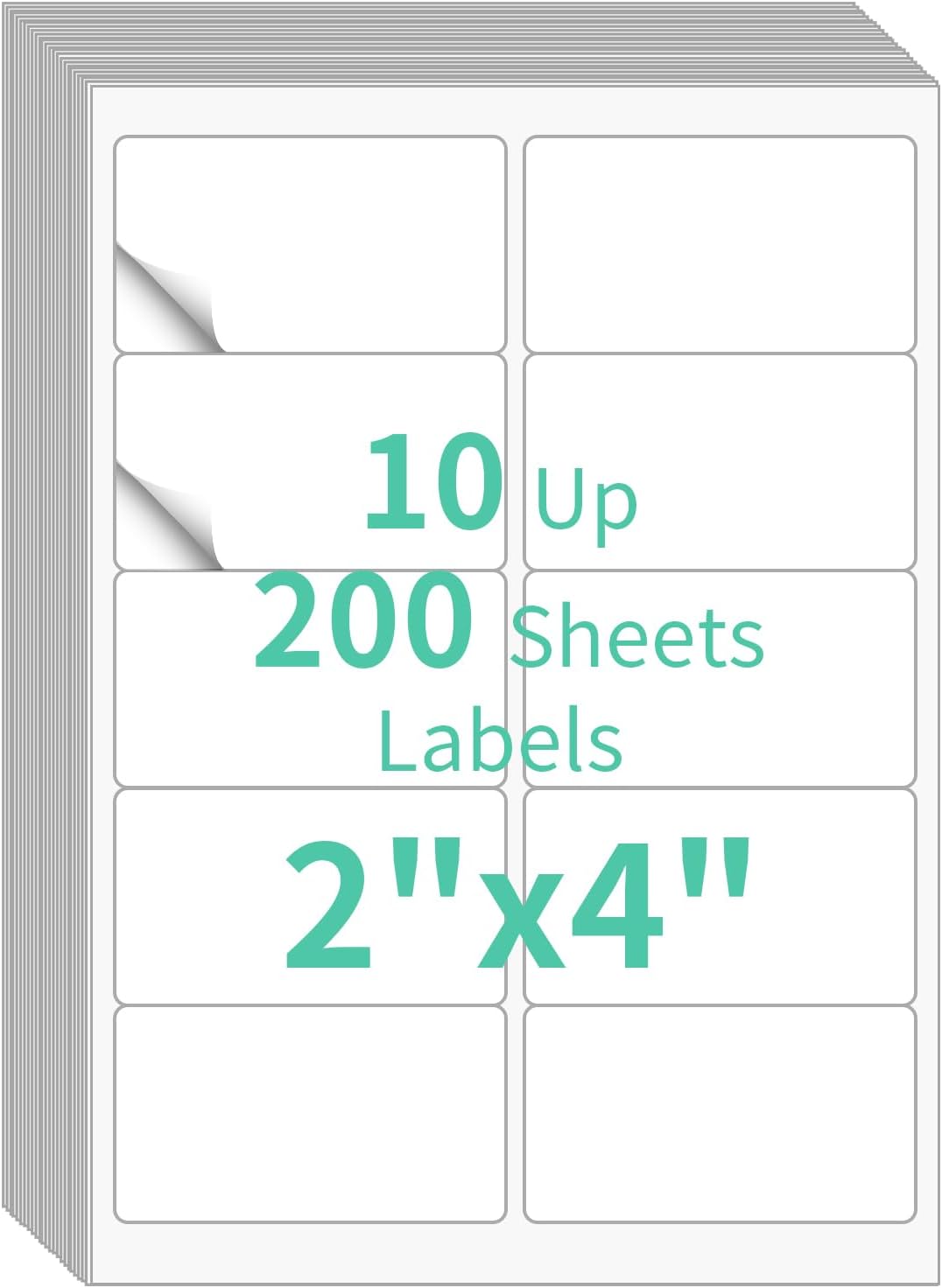 200 Sheets 10 up Labels, 2" x 4" Sticker Printer Paper for Laser/Inkjet Printer, Mailing Blank Labels, Self Adhesive Customizable