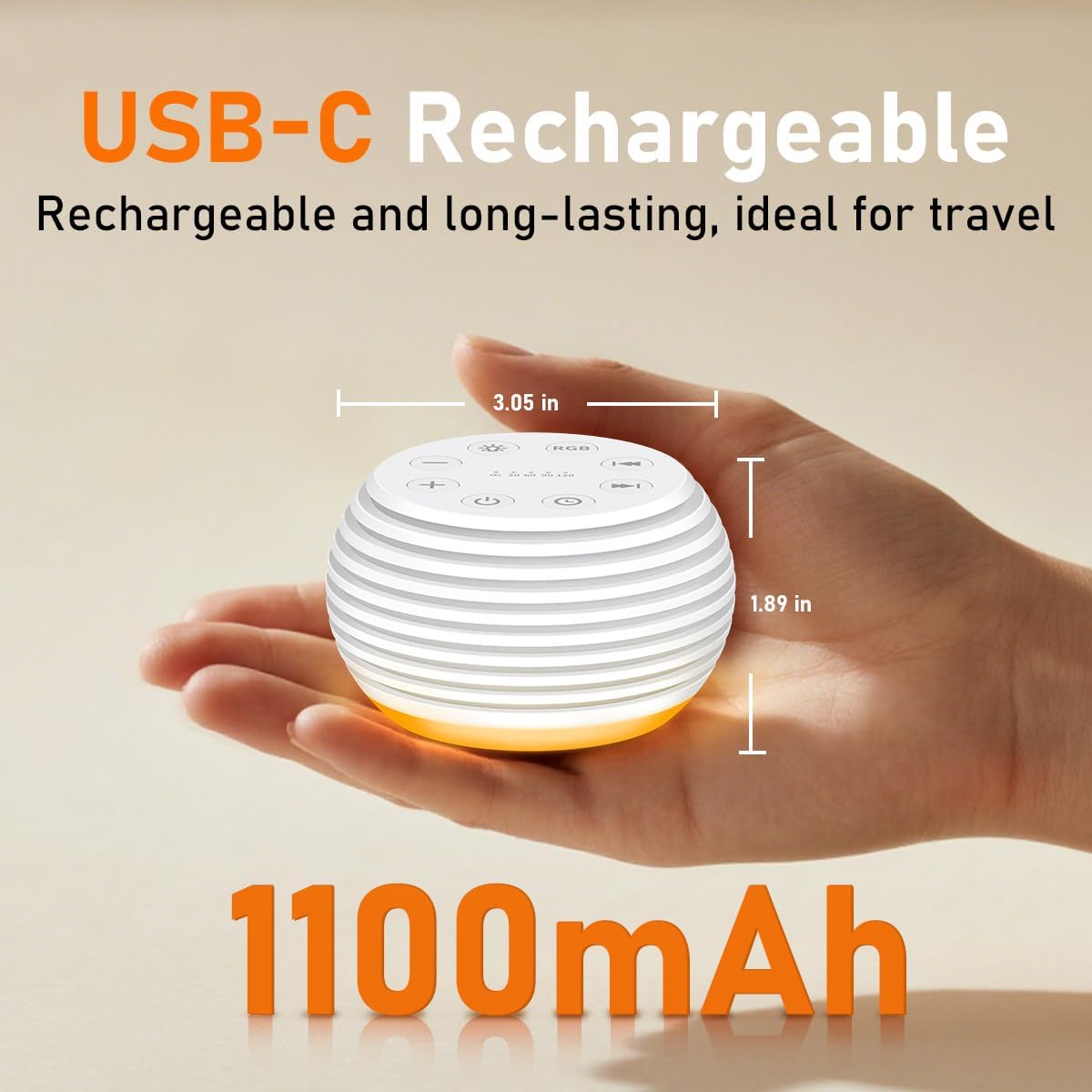 SleeZOO Portable Sound Machine White Noise Machine Sleep Machine with 30 Soothing Sounds 12 Lights 5 Timers 32 Volume Levels Memory Function Rechargeable for Baby Kids Adults and Home Office Travel