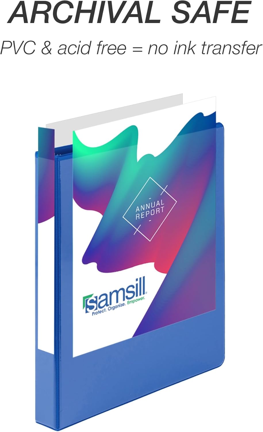 Samsill 1 Inch 3 Ring Binders, Made in USA, Economy Round Ring, Clear View Cover, 200 Sheet Capacity - for School, Home, Office - Blue, 12 Pack