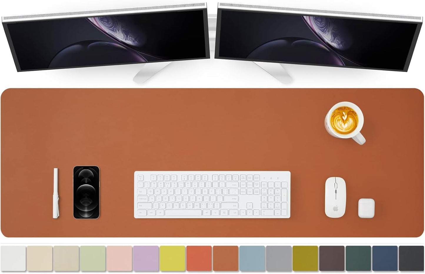 Large Desk Mat - 47.2"x 17" Non-Slip PU Desk Pad for Office and Home - Ideal for Large Mouse Pad and Desk Mats on Top of Desks(Brown)