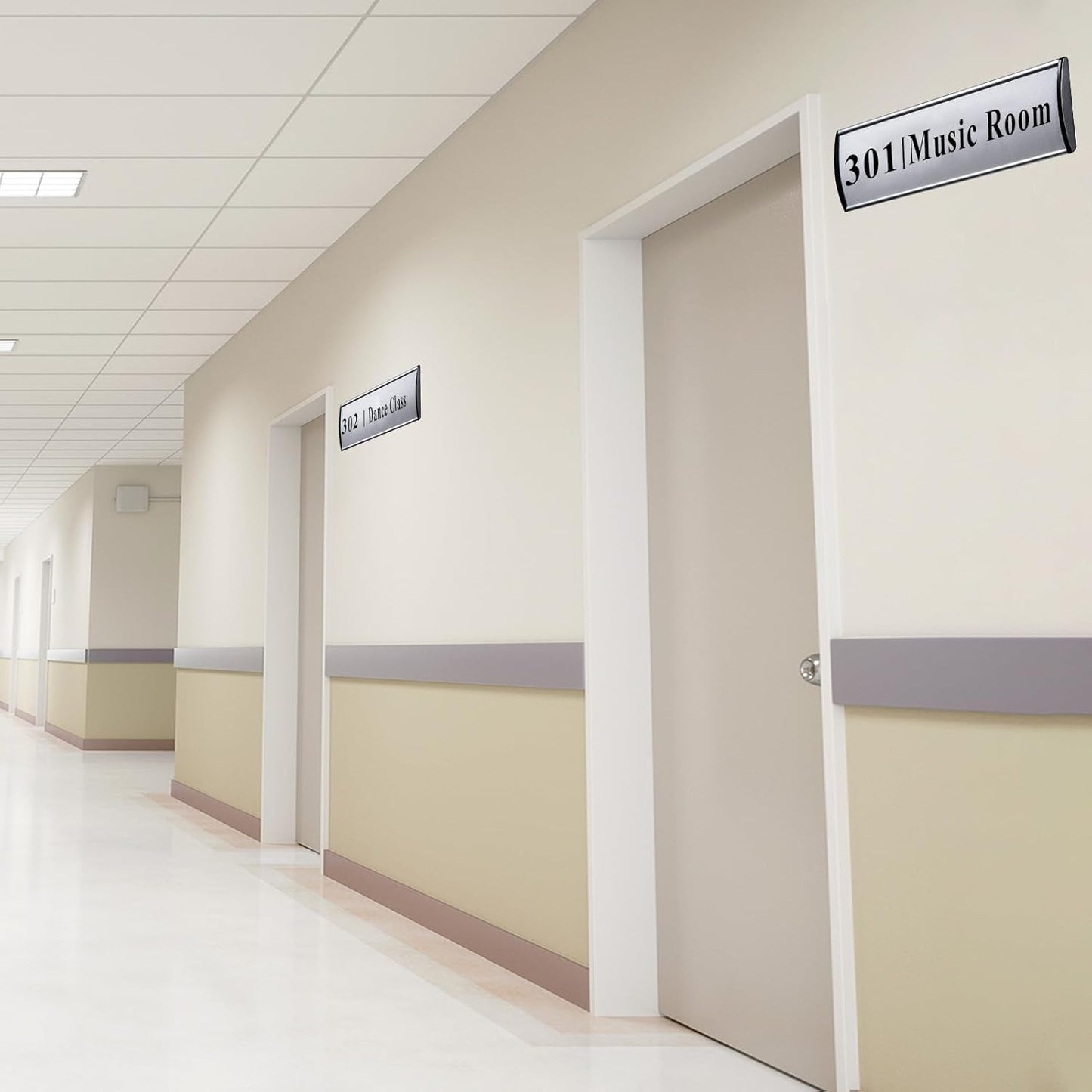 Set of 5 - Nameplate Holder for Wall Mount, 2.36'' x 8'' Curved Office Business Door Sign Holder-Silver