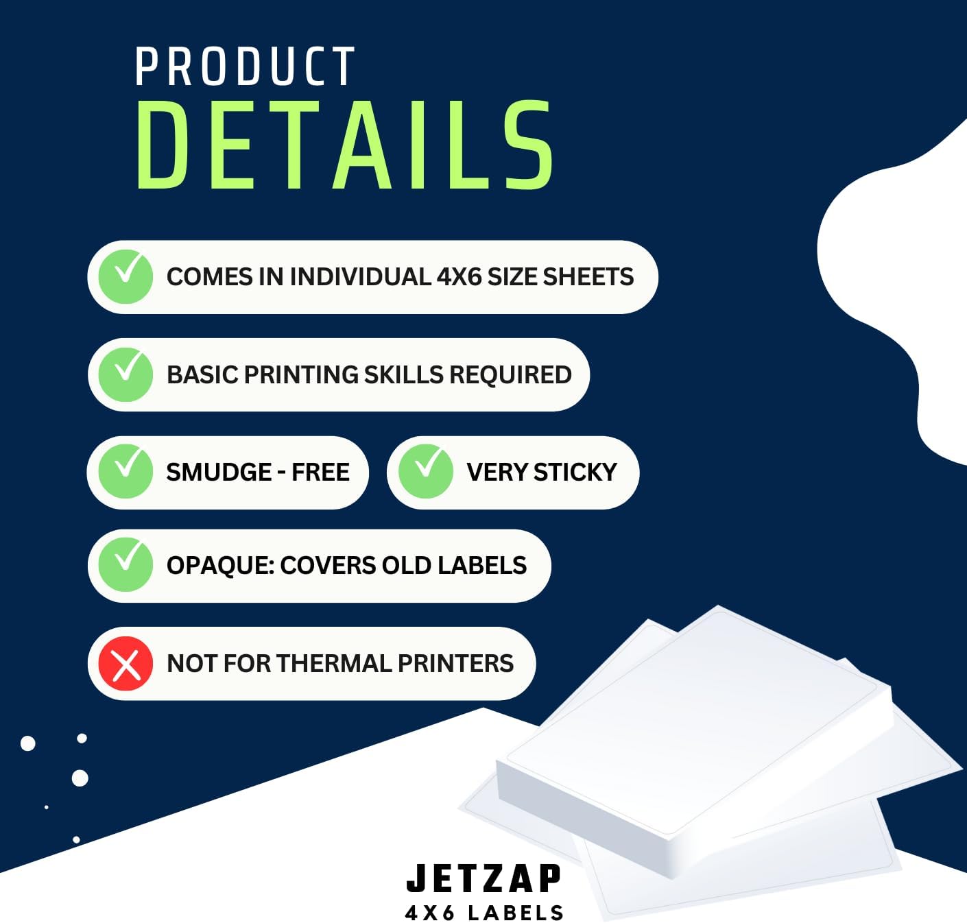 JETZAP Pre-Cut 4x6 Shipping Labels | Work on Most Inkjet and Laser Printers | Just Load & Print | USPS UPS FedEx for Home Printers | 800 Pack