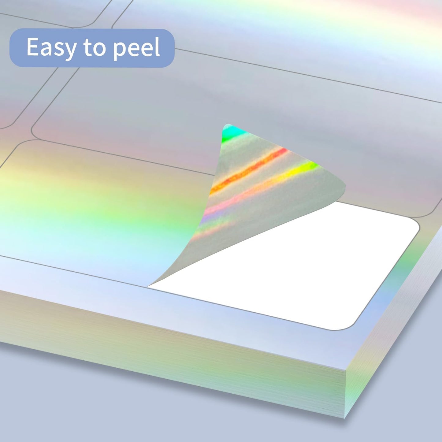 STARLIBOO 1" x 2-5/8" Address Labels- Holographic Color Stickers for Laser/Ink Jet Printer mailing Labels 8.5"×11"- Holographic Silver