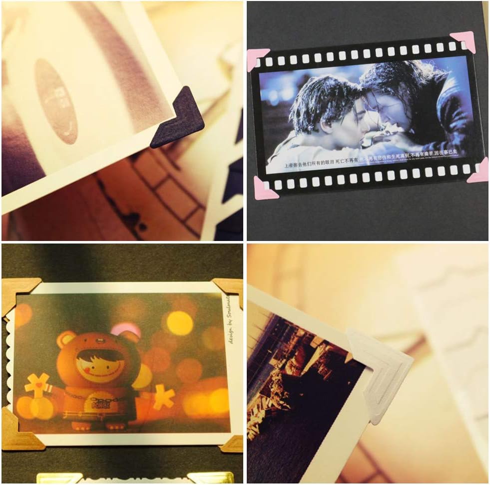 15 Sheets Photo Mounting Corners, FineGood Self Adhesive Paper Picture Sticker for DIY Scrapbook Album Diary Personal Organizer Notebook - 14 Colors