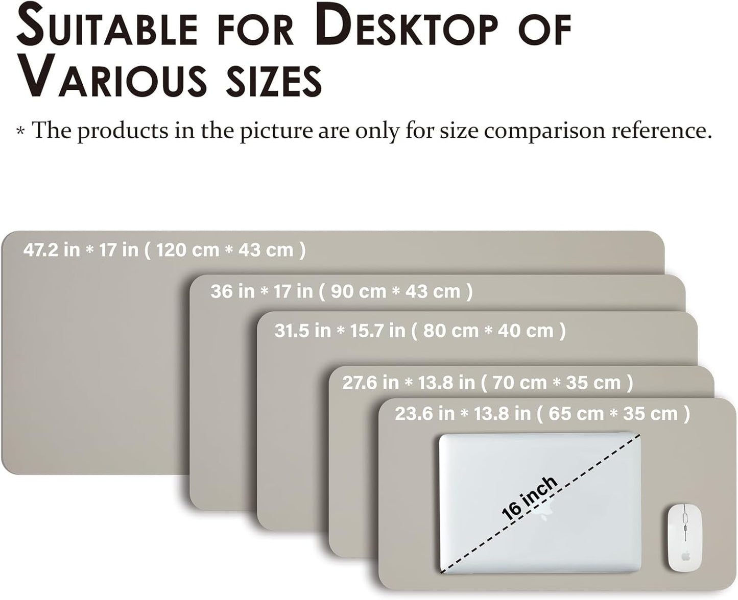 Large Desk Mat - 47.2"x 17" Non-Slip PU Desk Pad for Office and Home - Ideal for Large Mouse Pad and Desk Mats on Top of Desks(Light Gray)