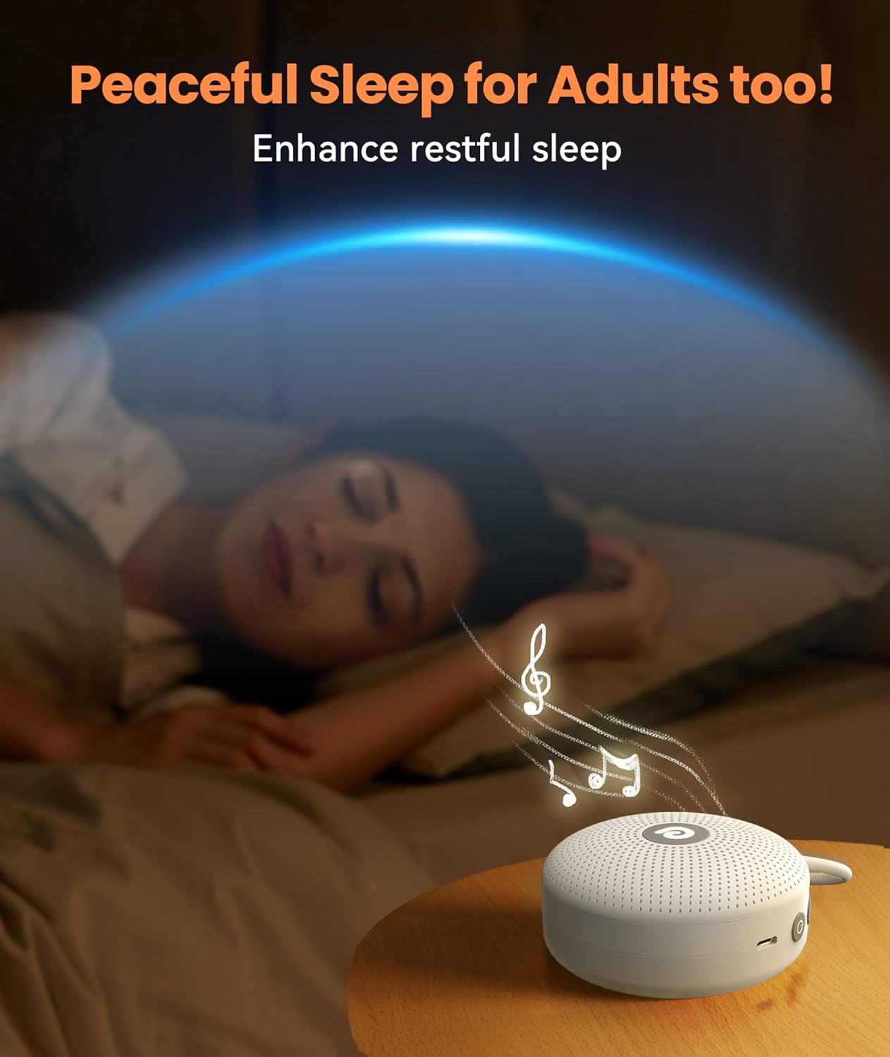 Dreamegg Portable Noise Machine for Baby Adult, Features Powerful Battery, 21 Soothing Sound, Noise Canceling for Office & Sleeping, Sound Therapy for Home, Travel, Registry Gift, Classic White