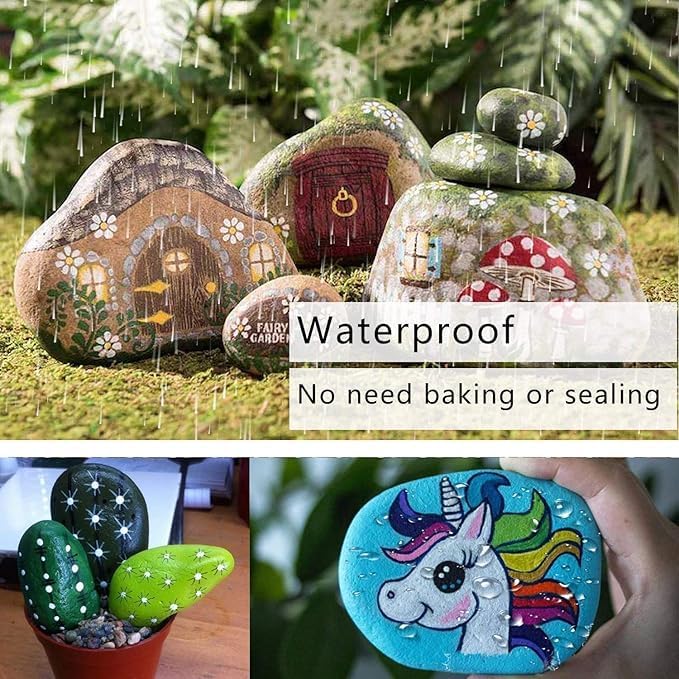 Oil Based Paint Pens and Markers, 12 Pack Permanent Quick-Dry Paint Markers for Rock Painting, Metal, Glass, Fabric, Wood, Plastic, Ceramic, Stone - Waterproof Art Supplies for DIY Crafts (12 Colors)