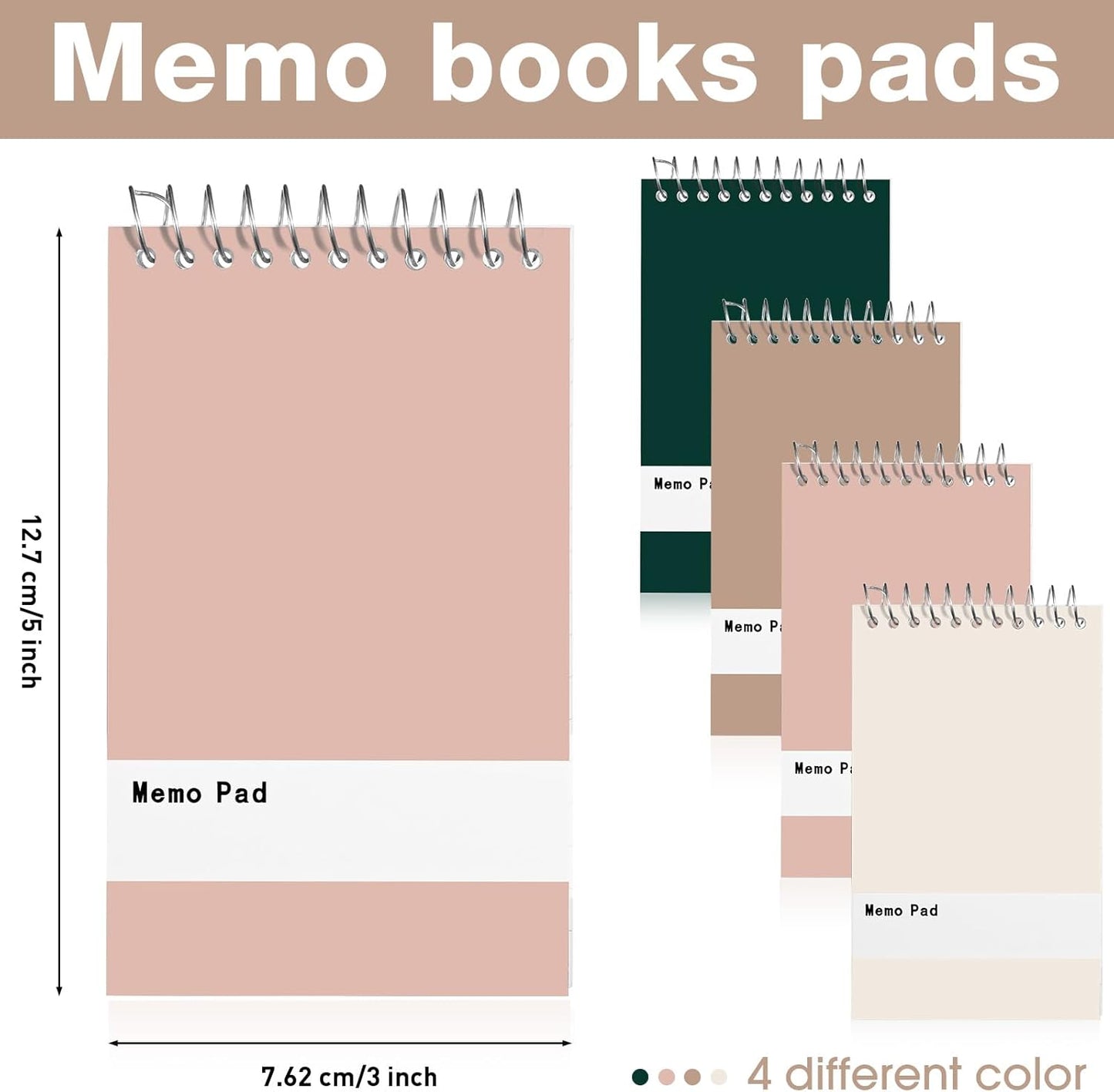 Thenshop 100 Pads Spiral Memo Pads Bulk 3 x 5 Inch Small Pocket Notepad Top Bound Lined 60 Sheets Mini Notebooks for School College Office Home Supplies (Mixed Colors)