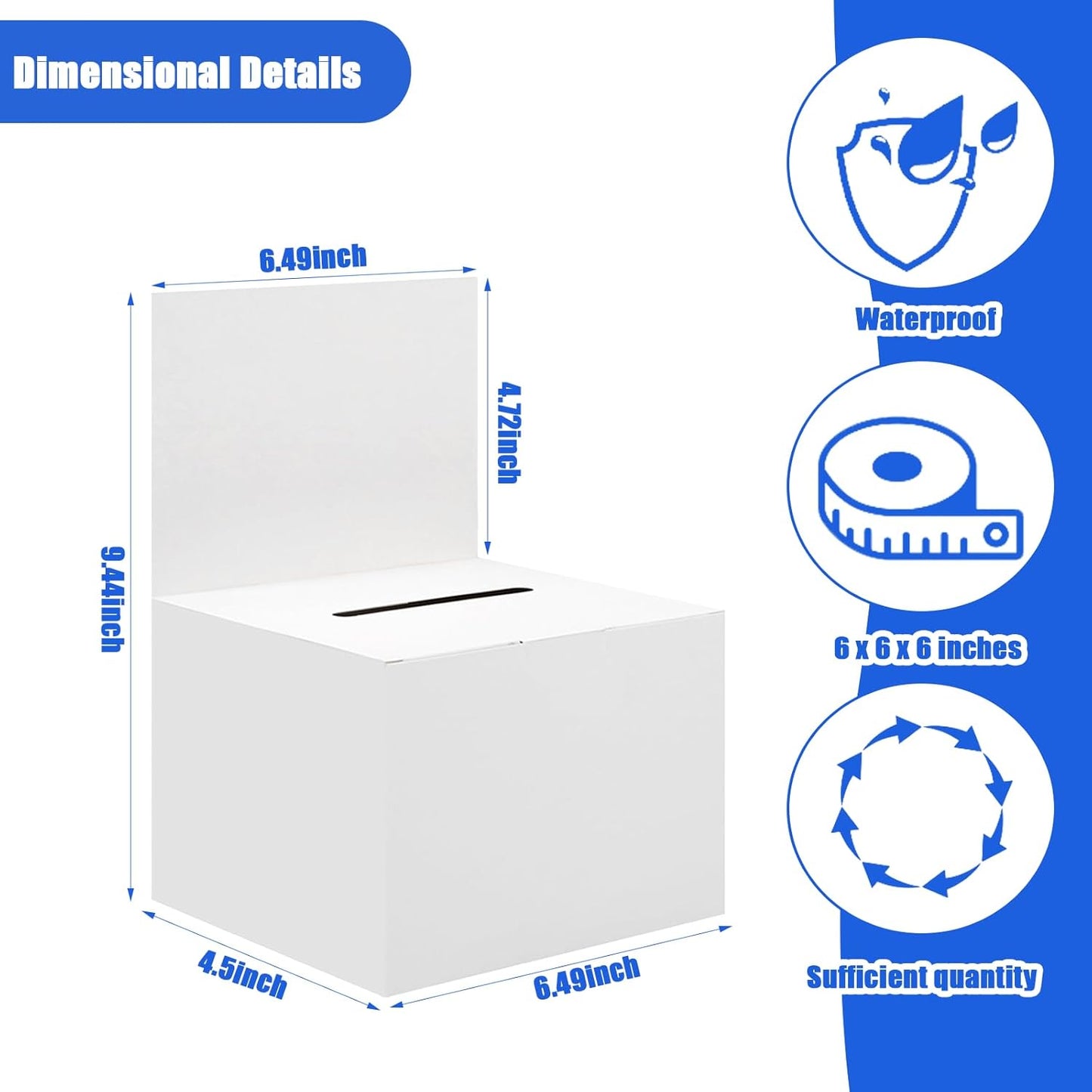 Ysglory 24 Pack Raffle Ticket Box White Suggestion Ballot Box with Slot Cardboard Charity Donation Boxes for Fundraising Collecting Business Card Voting Contest, 6.6 x 4.5 x 4.5 Inches