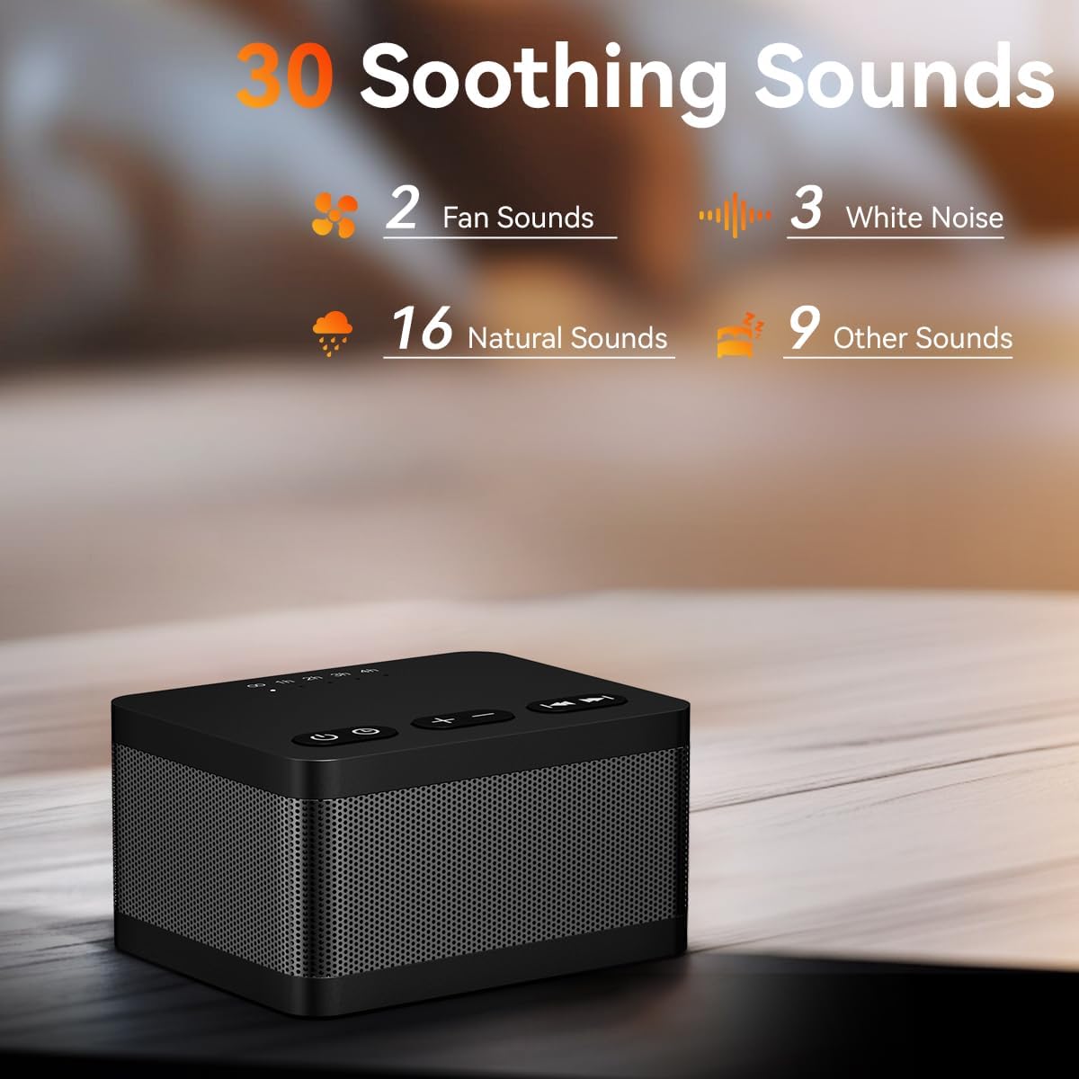 Sound Machine White Noise Machine with 30 Soothing Sounds 36 Levels Volume 5 Timers and Memory Function Effectively Blocks Noise Ideal Sleep Machine for Baby Kids Adults… (Black)