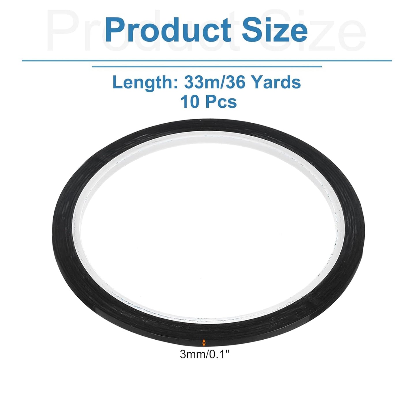 uxcell 10pcs 1/8" x 36 Yard Graphic Tape Whiteboard Grid Marking Tape Pinstripe Chart Line, Black