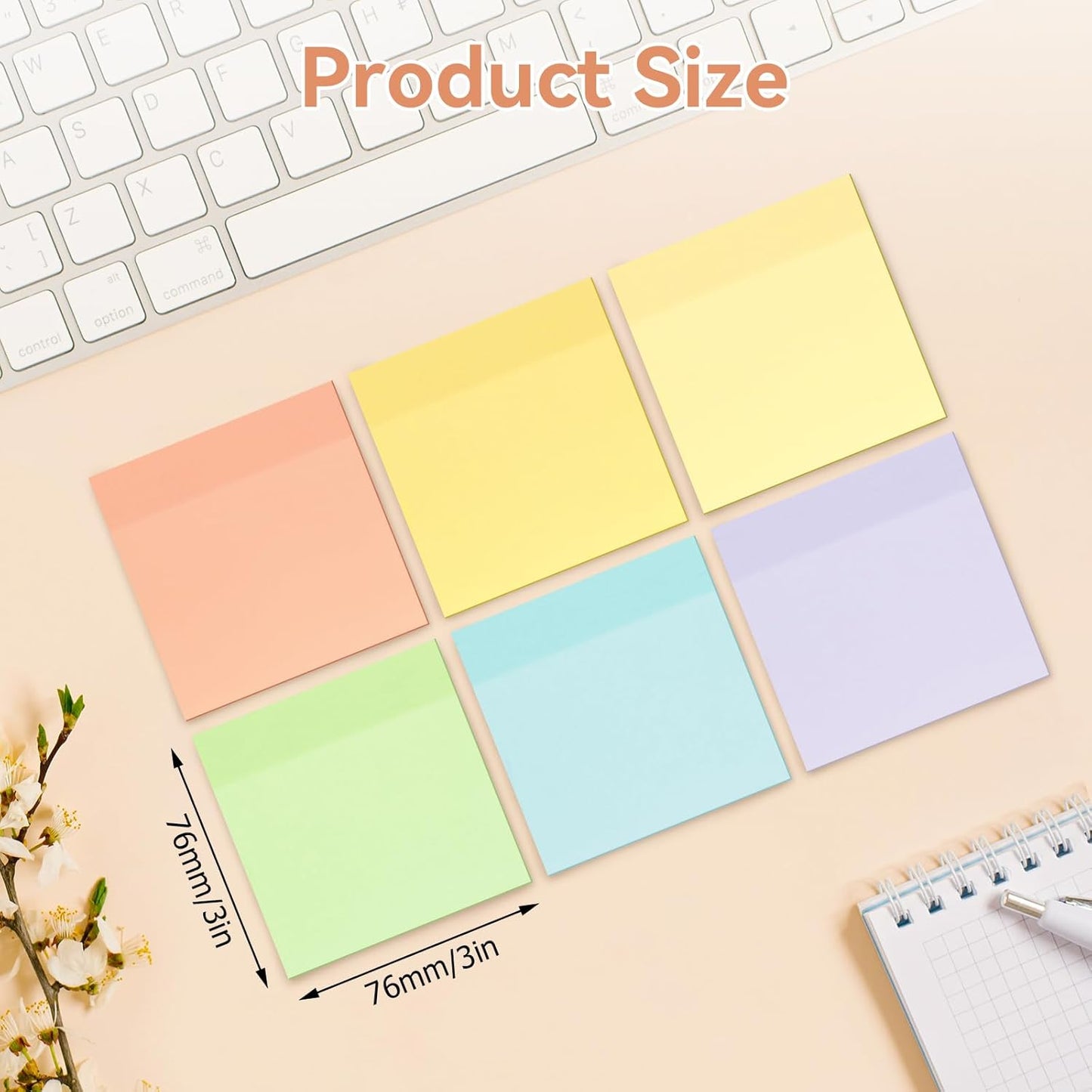 Transparent Sticky Notes, 3x3 inch, 6 Color Pastel Clear Sticky Notes, Waterproof Translucent Self-Stick Note Pads, See Through Sticky Notes for Books Annotation(300 Sheets)
