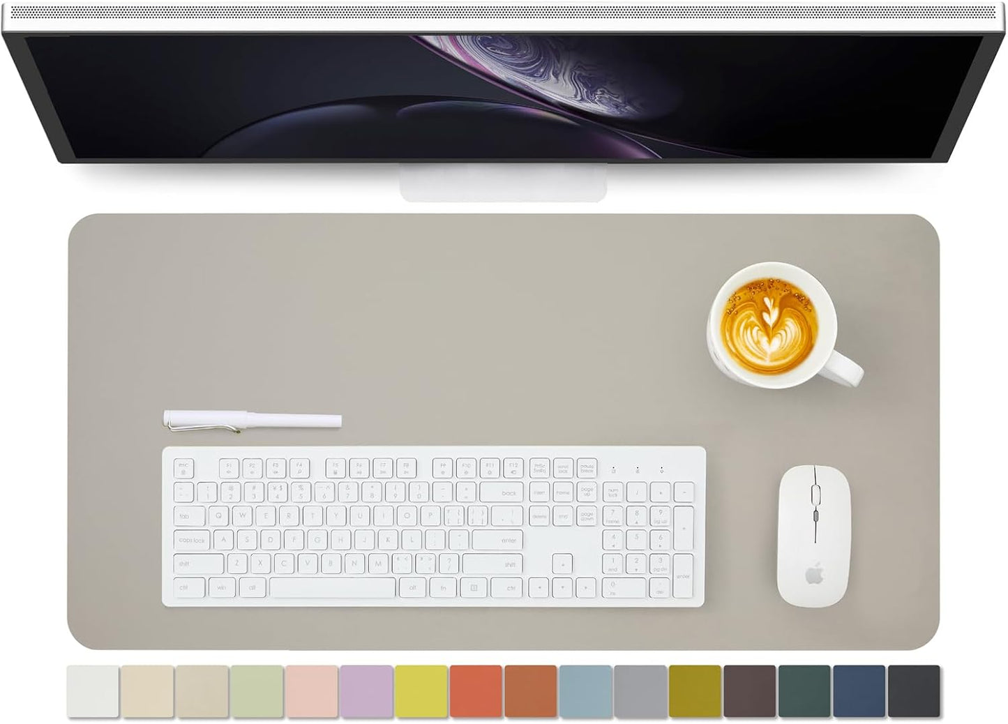 Leather Desk Mat - Non-Slip PU Desk Pad for Office and Home - Desk Organization and Accessories - Ideal for Large Mouse Pad and Desk Mats on Top of Desks (Light Gray,27.6"x 13.8")