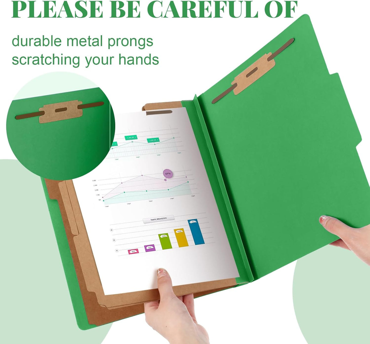 36 Pcs Classification Folders Letter Size, 3 Divider Pressboard File Folder with Fasteners, Expanding File Organizer Bulk for Teachers, Clergy, Office, Church, Christmas Donations (Green)