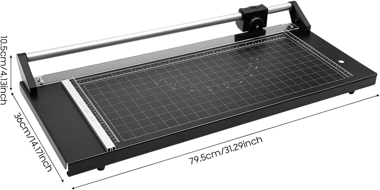 24" Professional Rotary Trimmer, Paper Cutter with Positioning Ruler & 2 Blades, 0-60° Angle Scale for Photo Sticker Shops, Offices