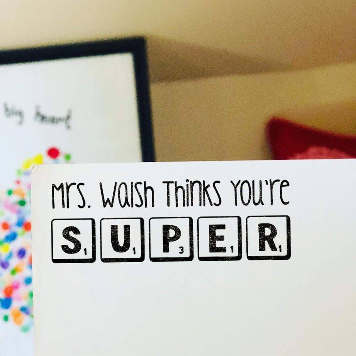 Custom Self-Inking Stamps | 49 Designs | Fun Phrases | Grading Made Easy | Classroom & Library Book Stamps (Super Tiles, Xtra Wide)