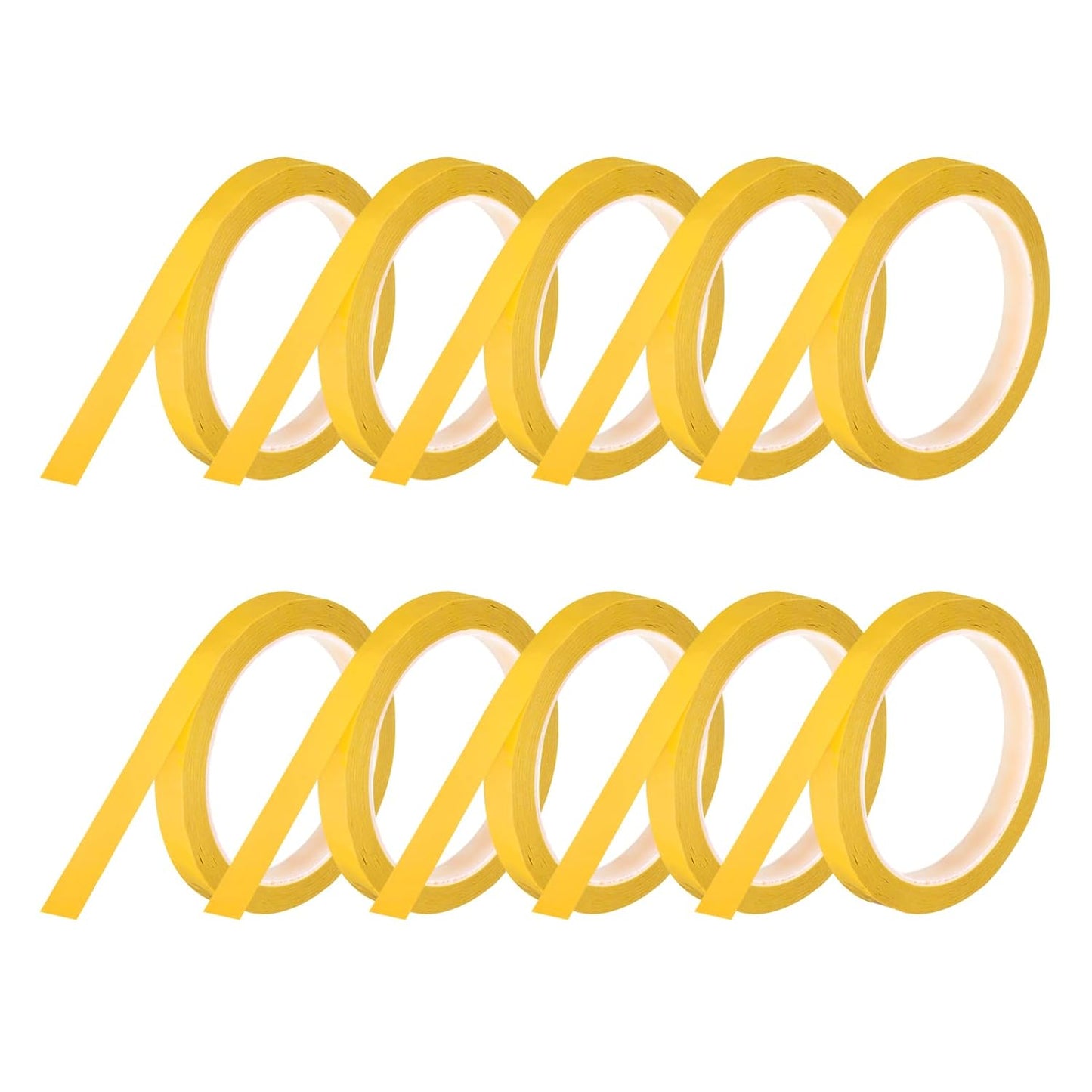 MECCANIXITY 10 Rolls Whiteboard Tape Graphic Chart Tape 15mm 54.7 Yard Art Tape Thin Self-Adhesive Pinstripe Tape Masking Tape for Gift Wrapping Craft Supplies, Yellow