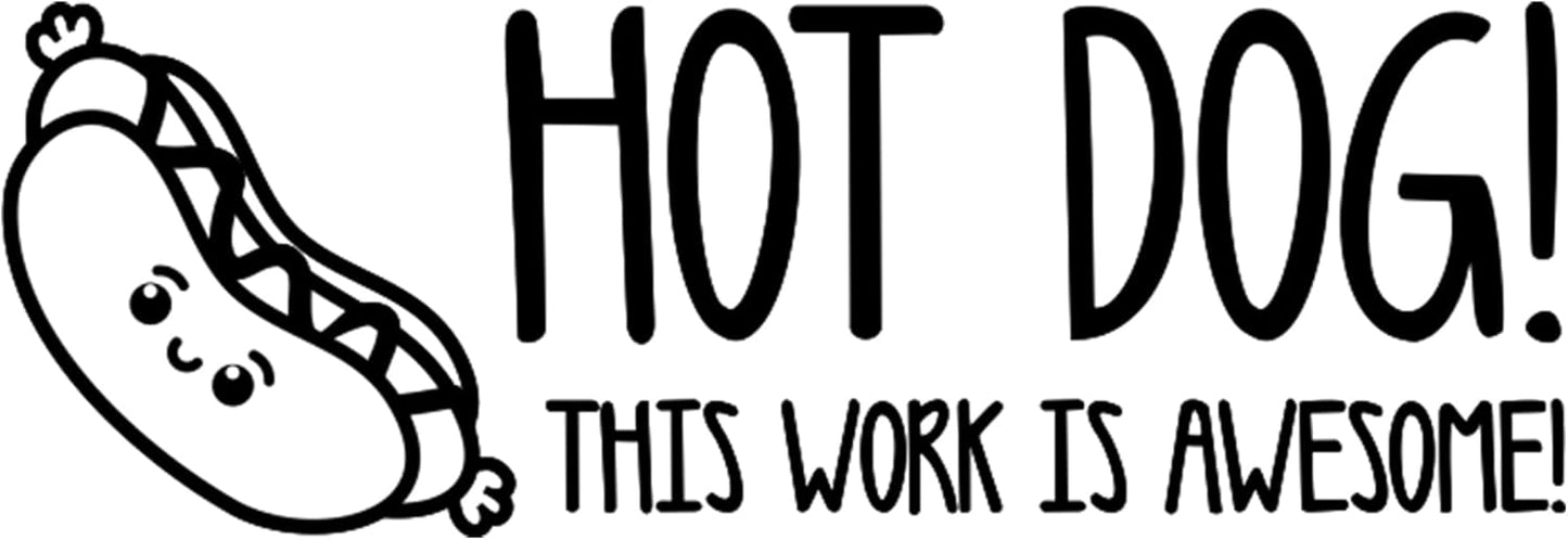 Custom Self-Inking Custom Stamps | 49 Designs | Fun Phrases | Grading Made Easy | Classroom and Library Book Stamps (Hot Dog!, Xtra Wide)