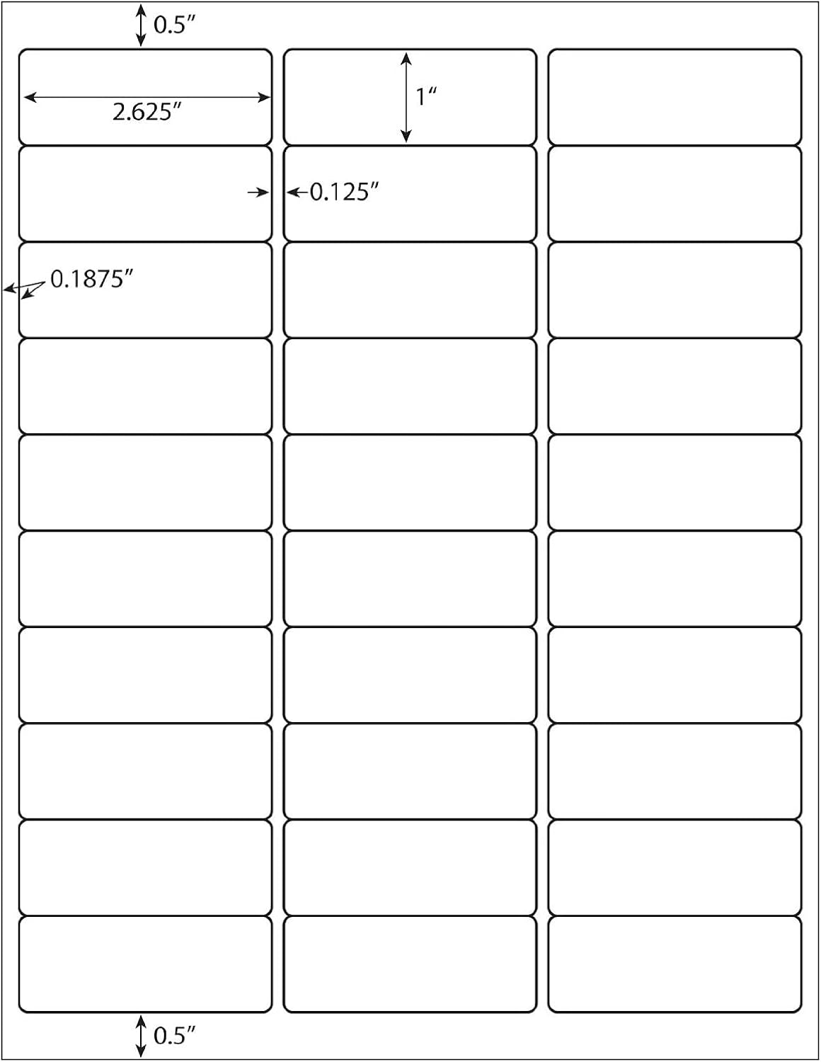 9527 Product 30 up 1 x 2-5/8 Sticker Labels Shipping Address Labels 500 Sheets SKU Labels for Laser/Ink Jet Printer,Total 15000 Labels