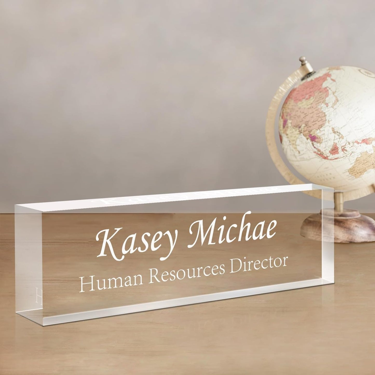 Gowellly Desk Name Plate Personalized - Custom Acrylic Name Plate for Desk - Enterprise Custom Logo/Text nameplates - Employee Appreciation Gifts (engrave-6)