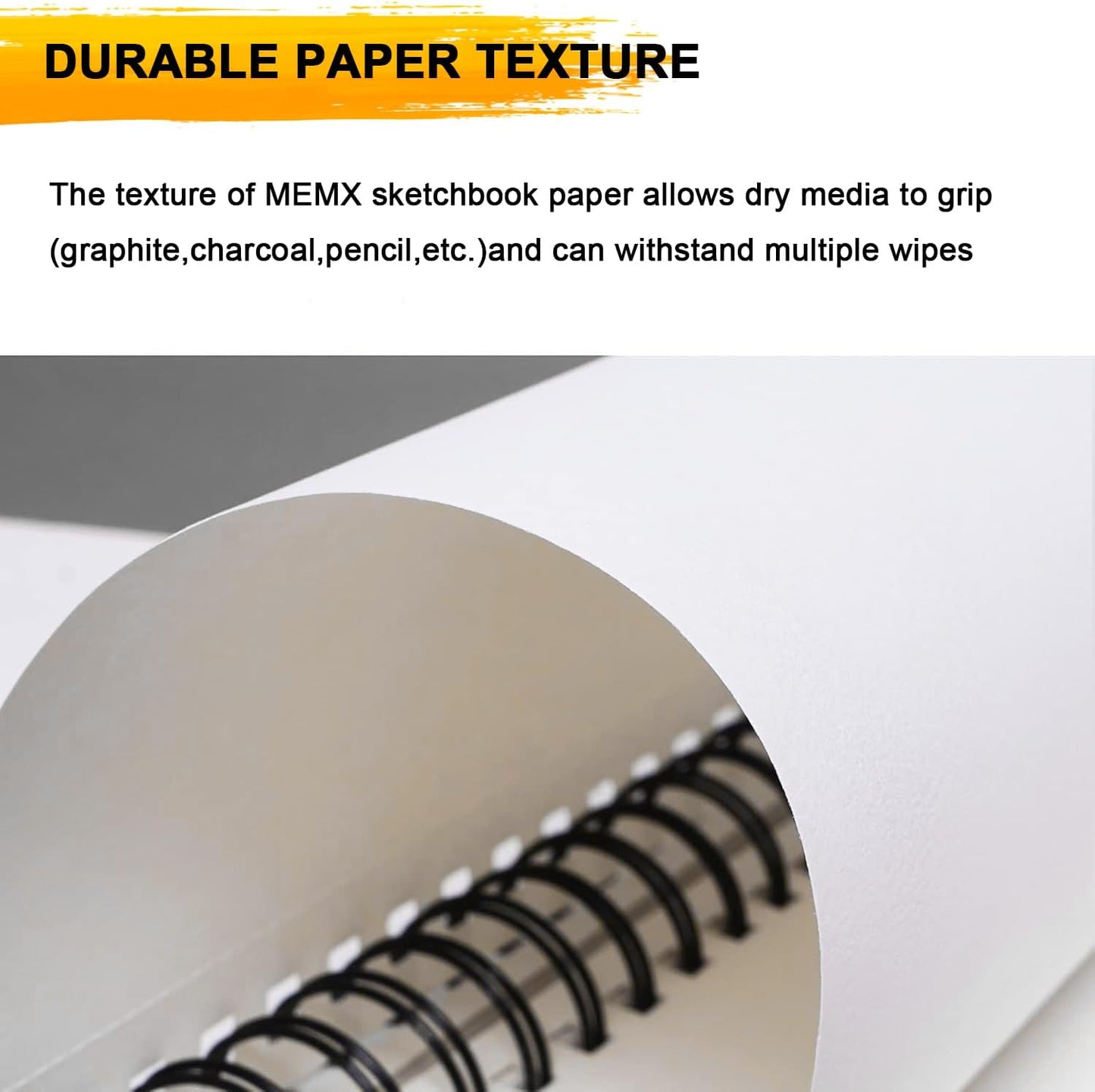 MEMX Poly Cover Sketch Book, 8.5”X11.5” 100 Pages (110gsm), Spiral Bound Artist Sketch Pad Notebook, Durable Acid Free Drawing Paper for Drawing, Writing, Painting, Sketching or Doodling, White