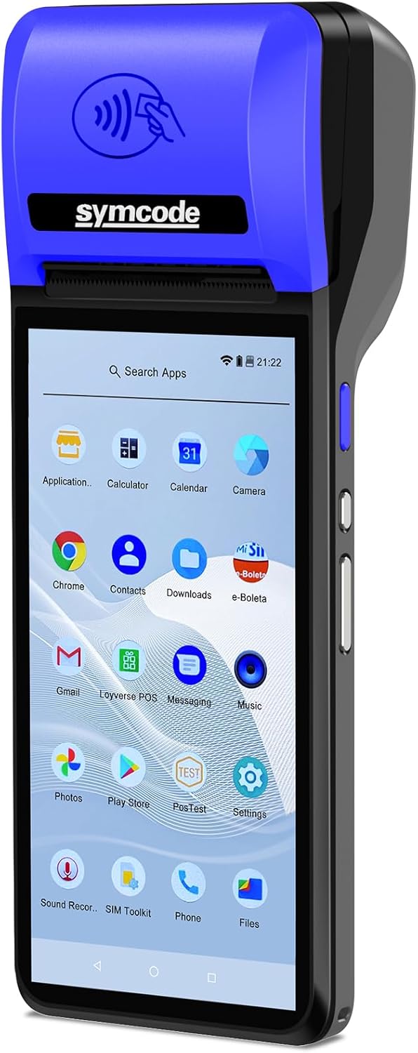 symcode POS PDA Mobile POS Machine Terminal Thermal Receipt Printer 5.99" High Resolution and Clear Touch Screen Handheld PDA Printer Android 8.1 OS Built-in Google Play and NFC