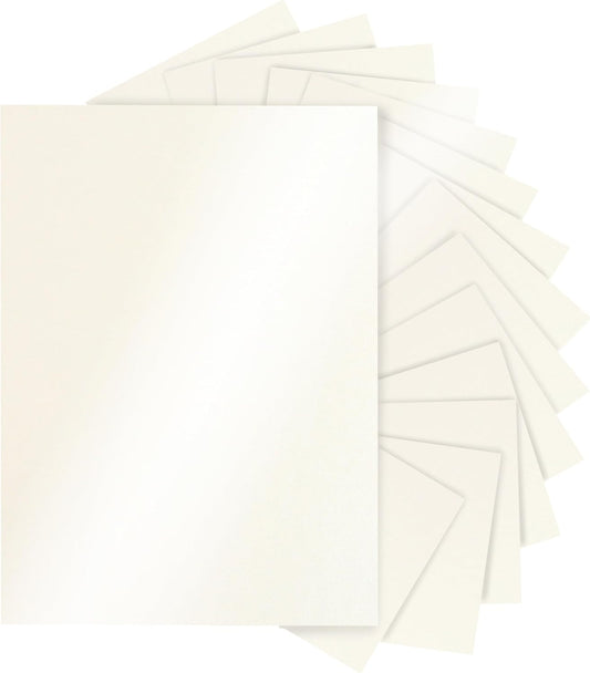 28 Sheets Cream Shimmer Cardstock 8.5 x 11 Off White Paper, 92lb Heavyweight Glossy Paper Card Stock for DIY Cards Making, Business Cards, Wedding Invitations, School Crafting, Menus