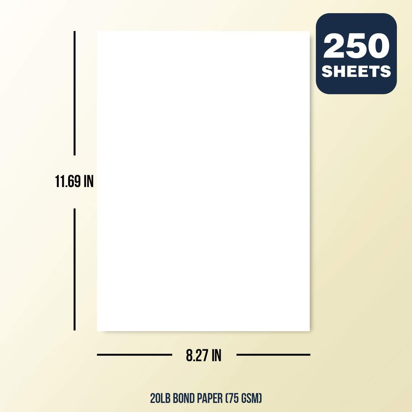 A4 White Paper | For Copy, Printing, Writing | 210 x 297 mm (8.27" x 11.69" Inches) | Pack of 250 Sheets (20Lb)