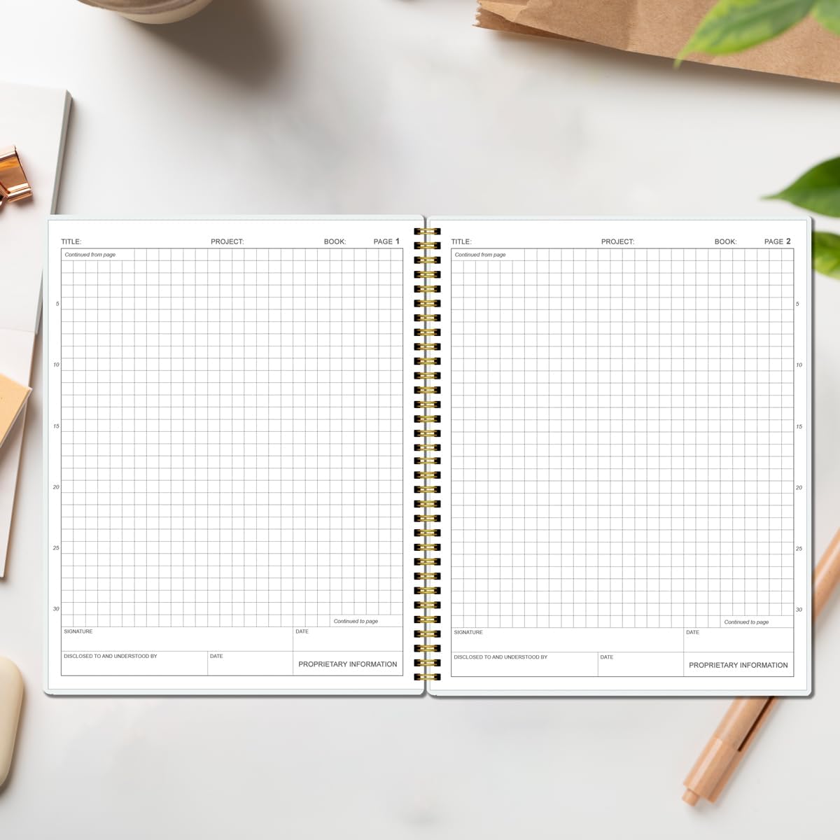 Engineering Notebook/Engineer Graph Paper Notebook - (.25" Grid Format), Lab Notebook Quad Ruled Book with Grid Pages: Table of Contents for Chemistry, Physics, Biology, 8" x 10", Spiral Bound, Red