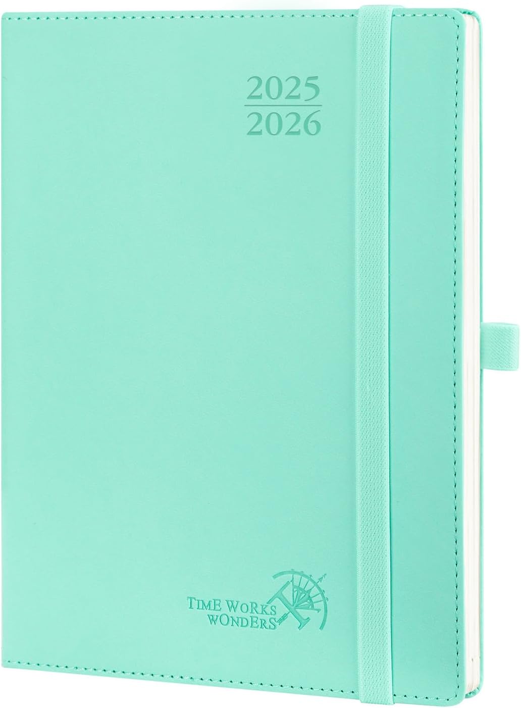 POPRUN Planner 2025-2026 (Medium - 6.5'' x 8.5'') Academic Weekly Calendar (July 2025 - June 2026) with Hourly Time Slots, Monthly Tabs, 100GSM Thick Papers, Leather Soft Cover - Green