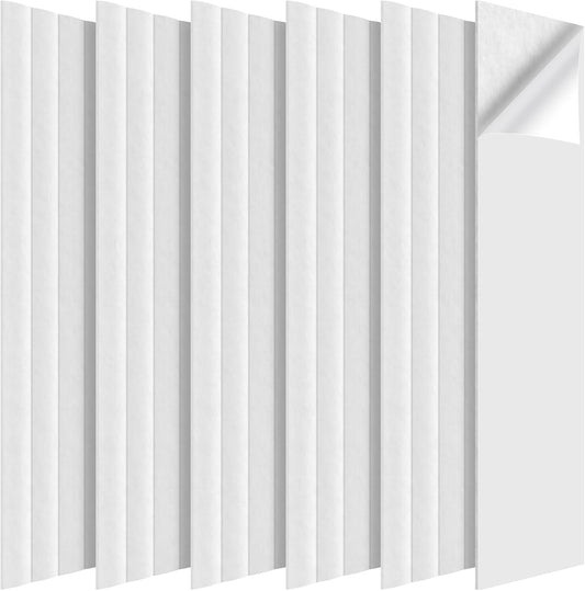 6 Pack Acoustic Panels 3D Wave Sound Proof Foam for Walls, 47.2"x11.8" Self-Adhesive Sound Absorbing Panels for Noise Reduction in Home Office & Studio, Decorative Wall Tiles (White)