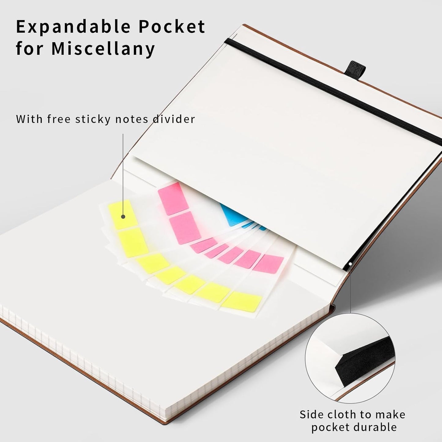 AHGXG Graph Paper Notebook - Grid Notebook Journal, 120 GSM Thick Graph Paper, Large B5 Notebook 96 Pages, Leather Softcover, for Graphing, Writing, Math, Engineering, 7.6'' X 10'' - Black